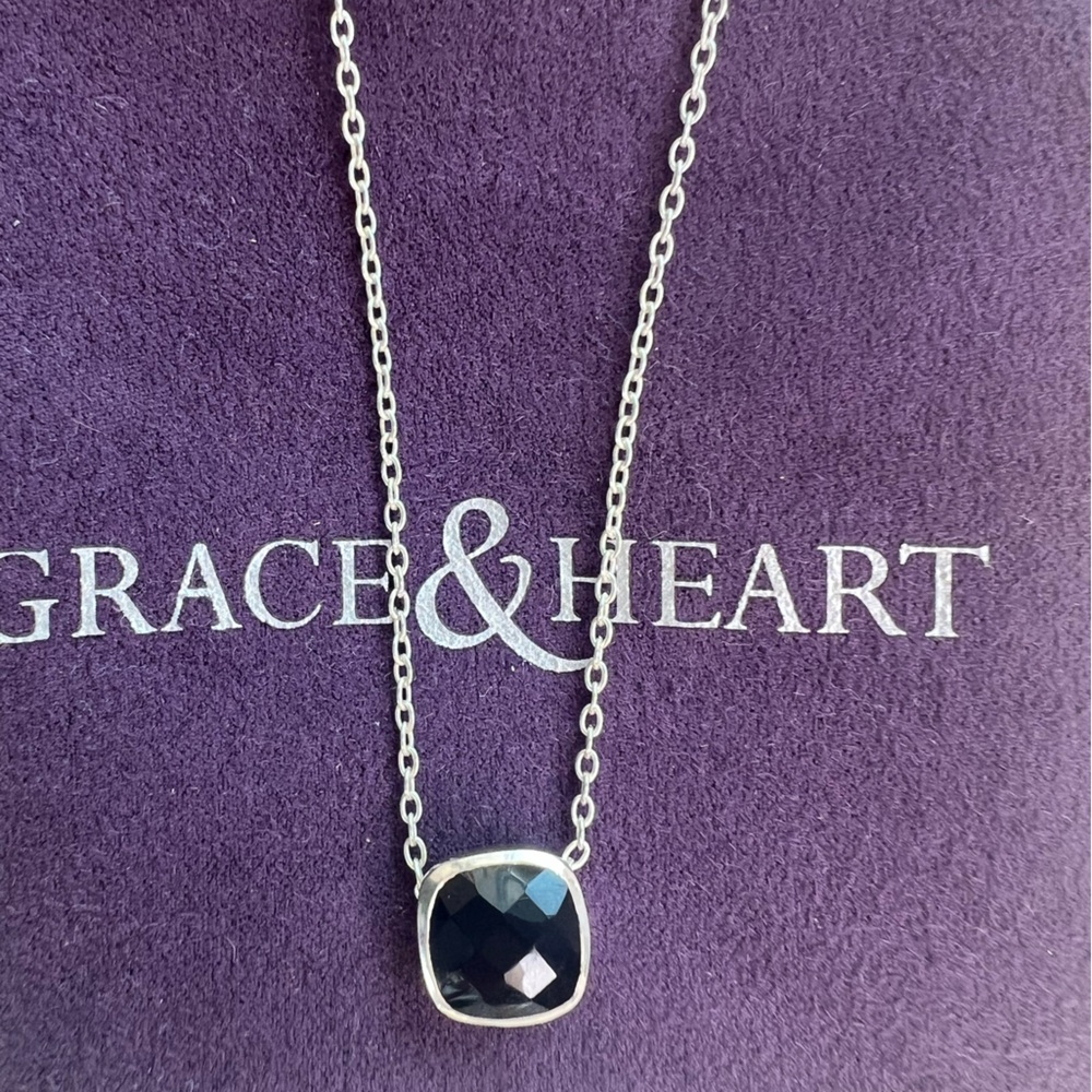 Grace & Heart Sterling Silver and Onyx“Raven” Necklace